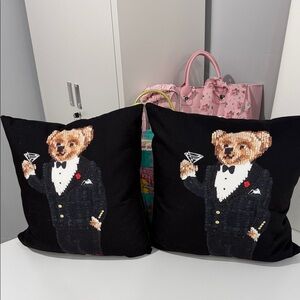 Society 6 Black Accent Pillows with Bear Design